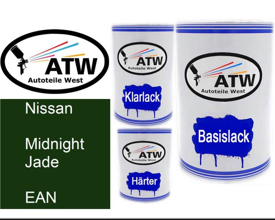 Nissan, Midnight Jade, EAN: 500ml Lackdose + 500ml Klarlack + 250ml Härter - Set, von ATW Autoteile West.